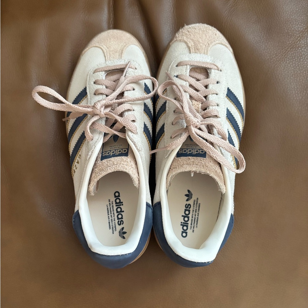 Adidas Gazelle Bold 6.5 cream and Navy Shoes